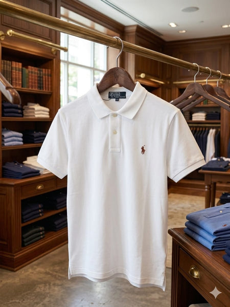 Premium Men’s Classic White Polo T-Shirt  Stylish Casual Fit