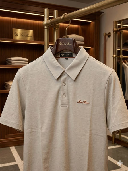 Elegant Beige Polo T-Shirt for Men Luxury Casual Wear