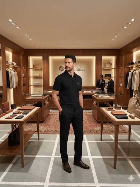 Luxury Elegant Black Polo T-Shirt for Men Premium Regular Fit