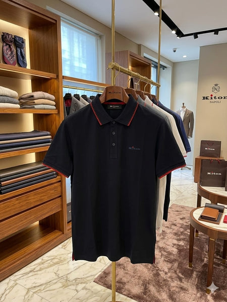 Luxury Classic Polo T-Shirt for Men Premium Red Stitch Casual Collar Tee