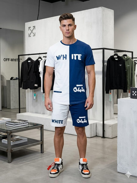 Premium Men’s Half Sleeve Color Block Co-Ord Set Stylish Printed T-Shirt & Shorts Set