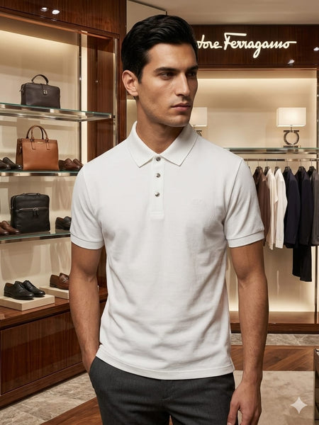 Premium Classic White Polo T-Shirt Clean & Elegant Style