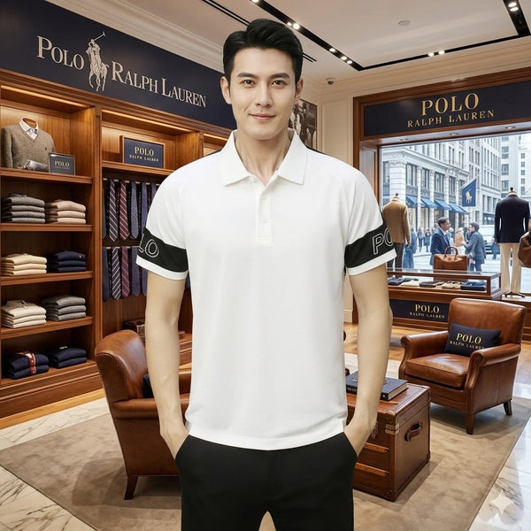 Premium White Polo Collar Casual T-Shirt for Men