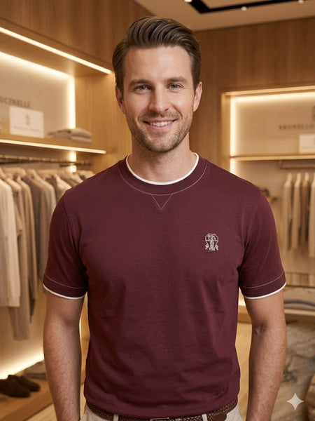 Men’s Premium Maroon Crew Neck T-Shirt Regular Fit Half Sleeve Solid TeE