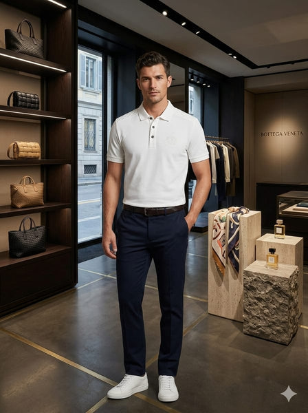Premium White Polo T-Shirt for Men  Luxury Casual Edition