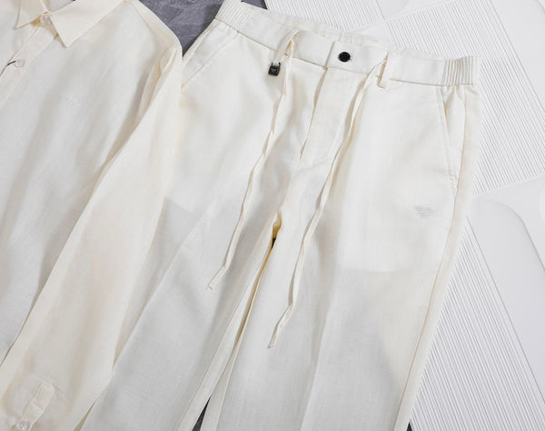 Classic Regular Fit Button-Up Full Sleeve Shirt with Matching Trousers
