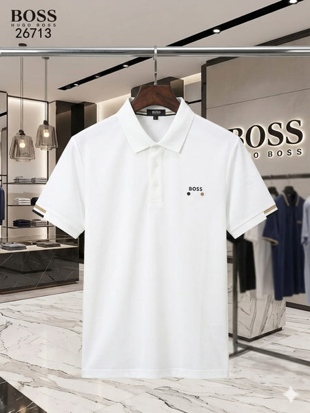 Men’s Premium White Polo T-Shirt Classic Collar Casual  Tee