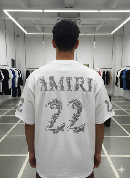 Men’s Premium White 22 Number Print T-Shirt Oversized Round Neck Casual Tee