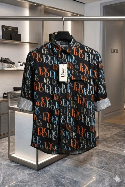 Luxury Monogram Print Designer Black Shirt