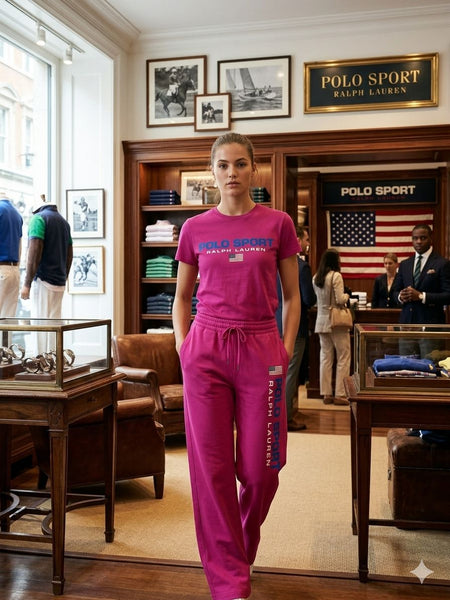 Polo Sport Premium Pink T-Shirt and Track Pants Set
