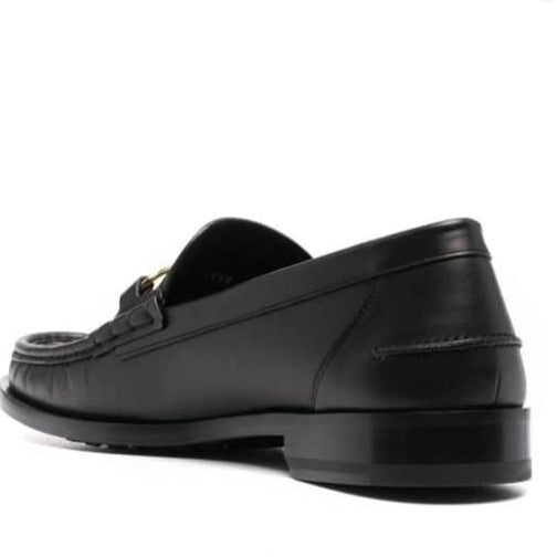 O’Lock Black Leather Loafers for Men Luxury Designer Slip-On Shoes with FF Monogram Detail