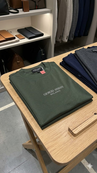Premium Olive Green  Casual Round  Branded T-shirt  For Men