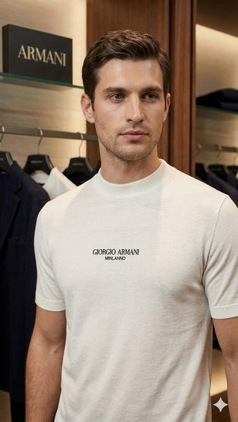Men’s Premium White Logo T-Shirt Luxury Regular Fit Crew Neck Casual Tee