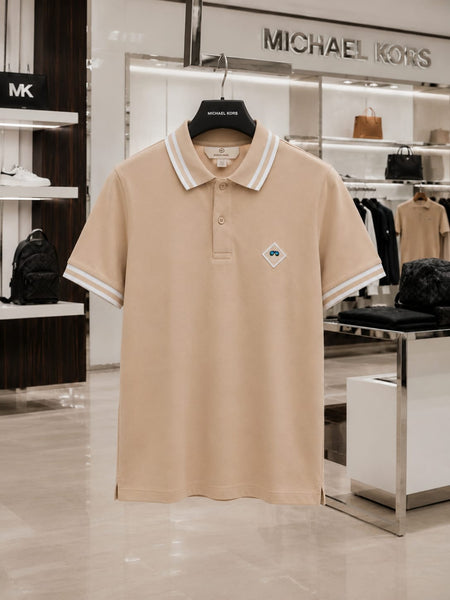 Premium Men’s Beige Polo T-Shirt with Contrast Trim