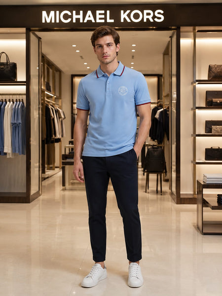 Premium Men’s Sky Blue Polo T-Shirt with Contrast Trim