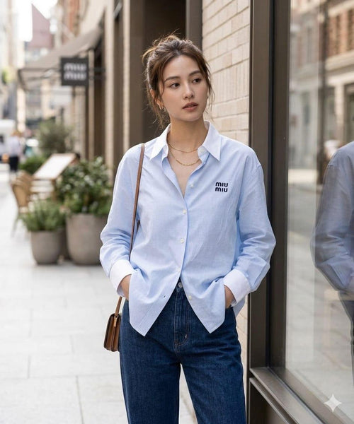 Premium Pastel Linen Blend Embroidered Shirt for Women