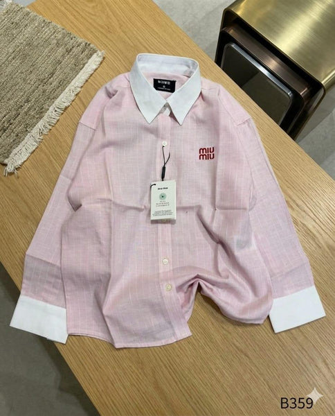 Premium Pastel Linen Blend Embroidered Shirt for Women