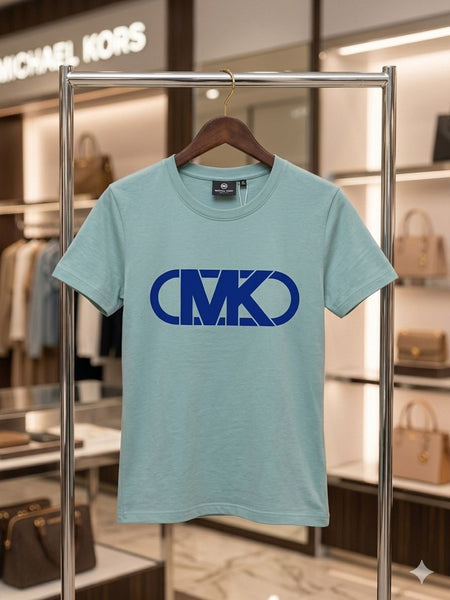 Women's Premium  Green Initial Brand Logo Print Casual Tee