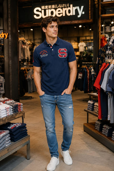 Superdry Men's Navy Blue Graphic Polo T-Shirt | Premium Casual Fit