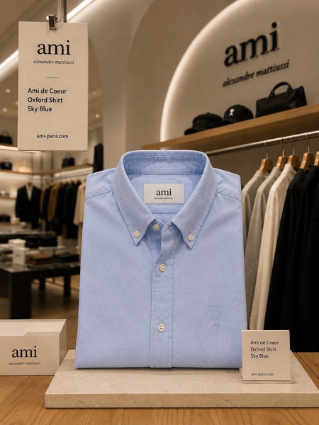 Luxury Sky Blue Embroidered Chest  Shirt For Men