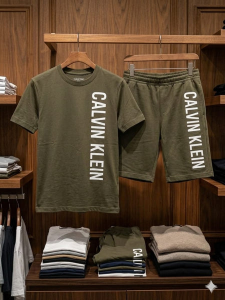 Olive Green Premium Co-Ord T-Shirt & Shorts Set