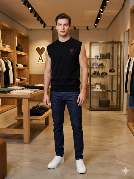Luxury Black Summer Sleeveless T-Shirt
