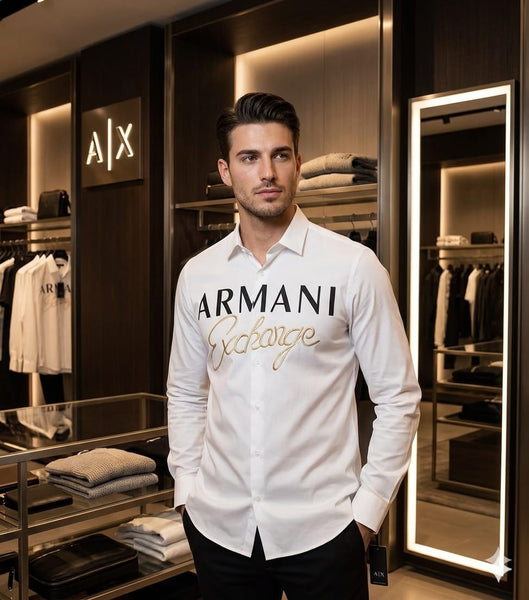 Premium White Logo Shirt – Luxury Casual Formal Wear for Men
