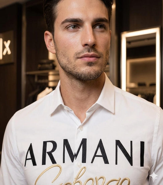 Premium White Logo Shirt – Luxury Casual Formal Wear for Men