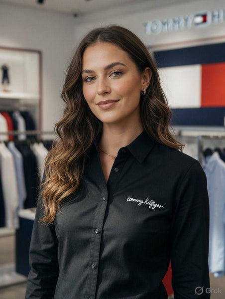 Women’s Luxury Black Button-Down Fashion Shirt