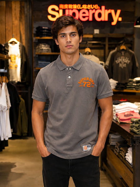 Men's Casual Embroidered Polo T-Shirt in  Grey