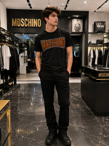 Premium Streetwear Black Crew Neck Patched  Logo  T-Shirt