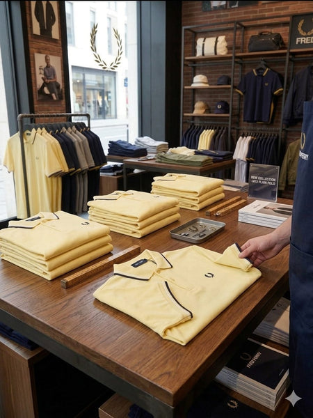 Luxury Yellow  Polo Tee with Contrast Collar Detailing