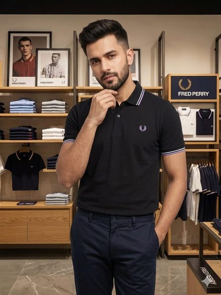 Men's Designer Black Polo T-Shirt – Premium Comfort Fit