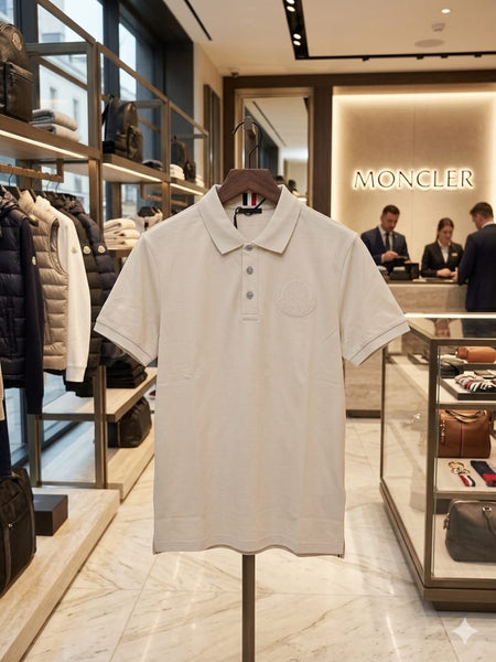 Premium Polo T-Shirt With  Embroidered Logo  Elegant White Edition