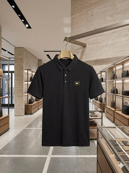 Premium Black Polo T-Shirt – Classic Fit with Elegant Logo Detail