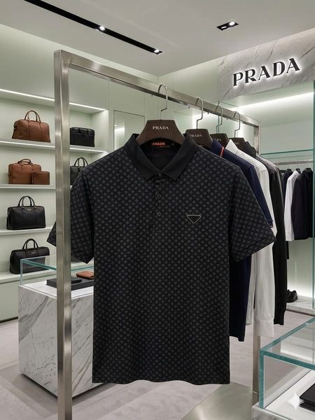 Men's Luxury Black Monogram Polo T-Shirt