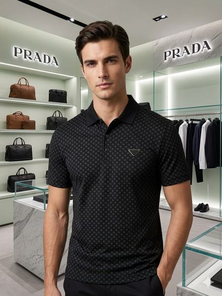 Men's Luxury Black Monogram Polo T-Shirt