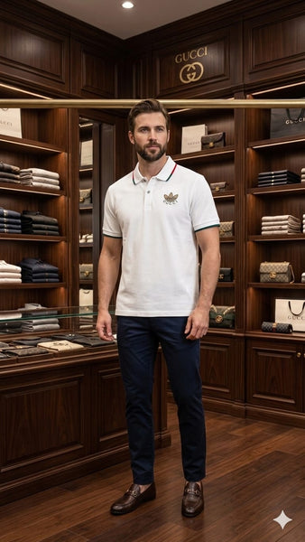 Men's Classic White Polo T-Shirt  Premium Smart Casual Wear