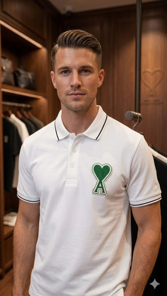 Men's White Logo Polo T-Shirt With Contrast Tipping Premium  Smart Casual Wear