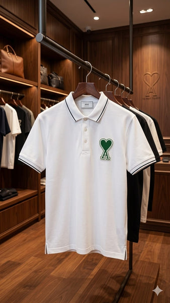 Men's White Logo Polo T-Shirt With Contrast Tipping Premium  Smart Casual Wear