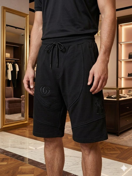 Men's Premium Black Casual Shorts With Initial Brand Logo