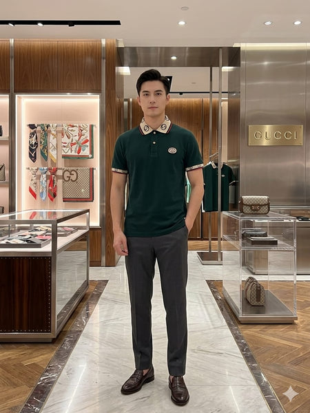 Men's Premium Dark Green Polo T-Shirt With Stylish Contrast Collar