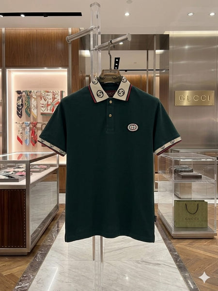 Men's Premium Dark Green Polo T-Shirt With Stylish Contrast Collar