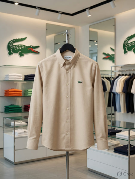 Classic Beige Button-Down Shirt Premium Smart Casual Wear