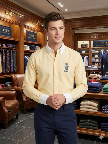 Premium Bear Logo Shirt  Light Yellow Classic Edition