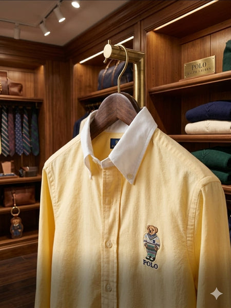Premium Bear Logo Shirt  Light Yellow Classic Edition