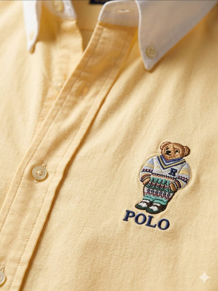 Premium Bear Logo Shirt  Light Yellow Classic Edition
