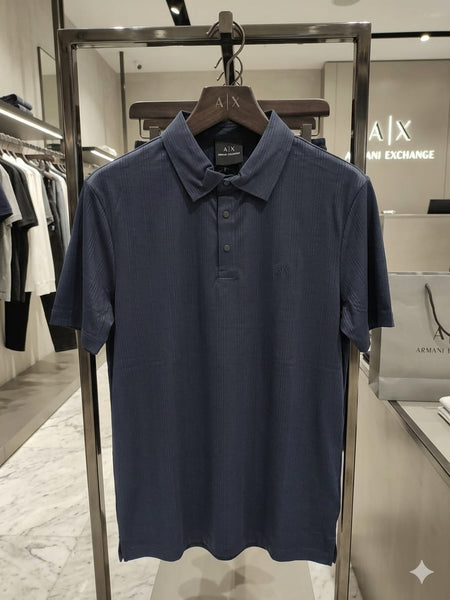 Premium New Edition Textured  Navy Blue Polo T-Shirt  For Men