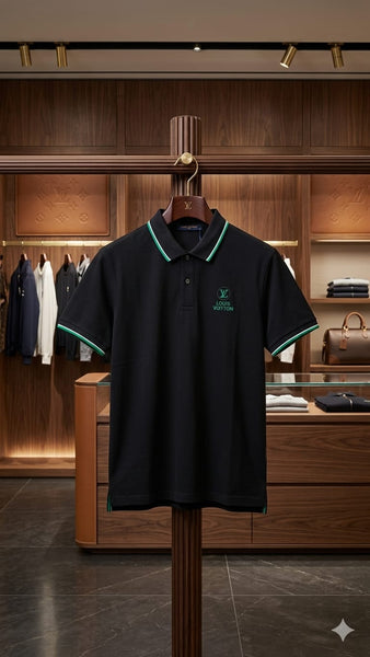 Premium Black Polo T-Shirt With Contrast Collar  Elegant & Comfortable Style
