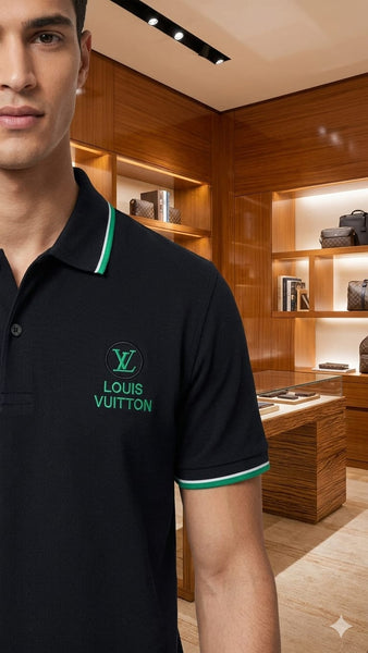 Premium Black Polo T-Shirt With Contrast Collar  Elegant & Comfortable Style